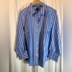 Talbots Blue and White Striped no Iron Button Down Shirt